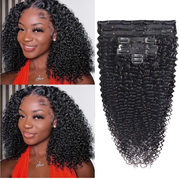 Hair | 1inch Curly Clip In Hair Extensions Real Human Hair 3c 4a Kinkys ...